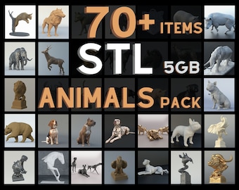 70+ Items STL Animals pack - STL Files 3D Print Model | 3d Horse -3d Bear-3d Dogs-3d Fox-3d Wolf-3d Deer