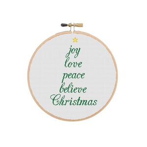 Christmas Cross stitch pattern, Words Christmas Tree  PDF instant download