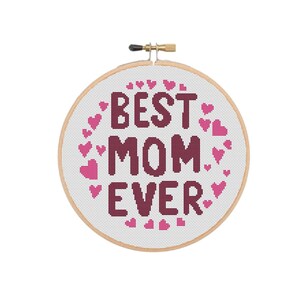 Patrón de punto de cruz del día de la madre, tabla de punto de cruz Best Mom Ever, descarga instantánea en PDF