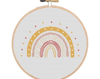 Boho rainbow cross stitch pattern Modern cross stitch PDF for beginners, Easy cross stitch