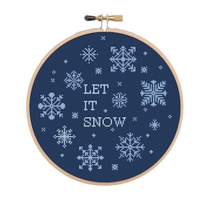 Let It Snow Cross Stitch Pattern, Winter Snowflake Design, Cross stitch Chart, PDF instant download