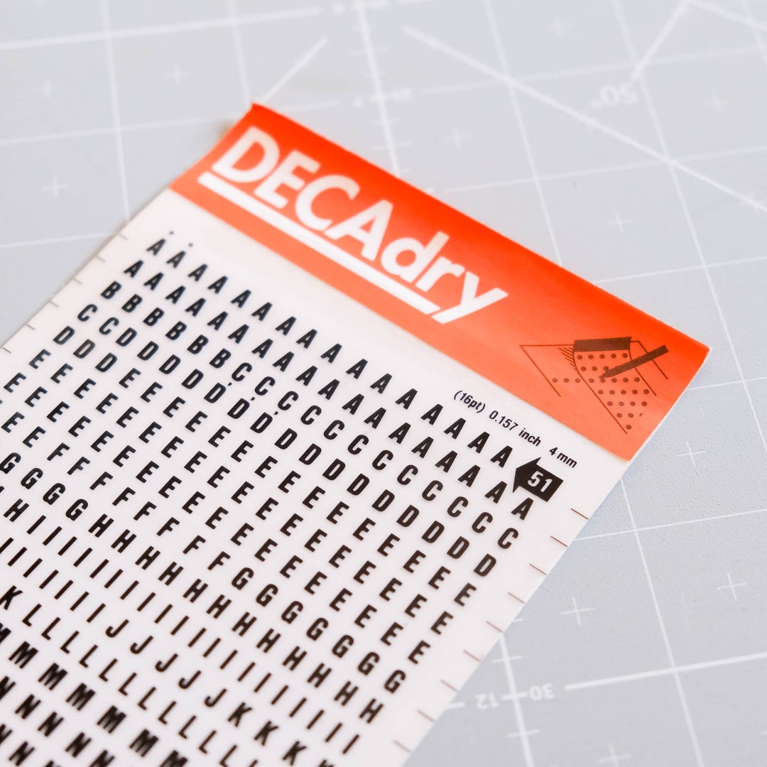 Decadry Letters Transfer (N.51) - 4mm 16pt 0.157 Inch Letters - Black ...