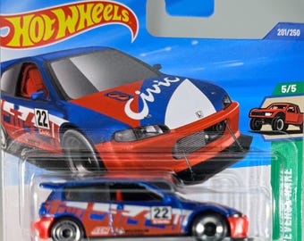 Hot Wheels Honda Civic Si 1/64 - Série J-Imports - Voiture Classique Dorée Métallisée - Carte Tigre Incluse - Dès 3 Ans
