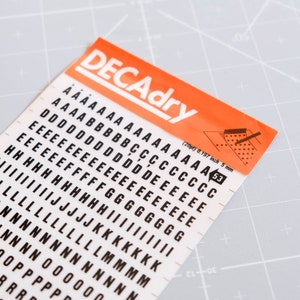 Transferência de letras Decadry (N.53) - Letras de 5 mm 20pt 0,197 polegadas - PRETO
