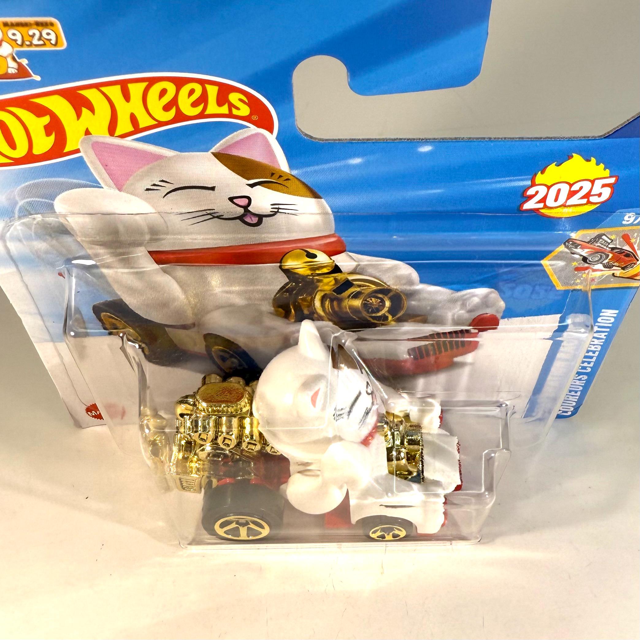 Voiture Diecast Hot Wheels 2025 Feline Lucky Waving Cat - Échelle 1:64 - Occasion Comme Neuve