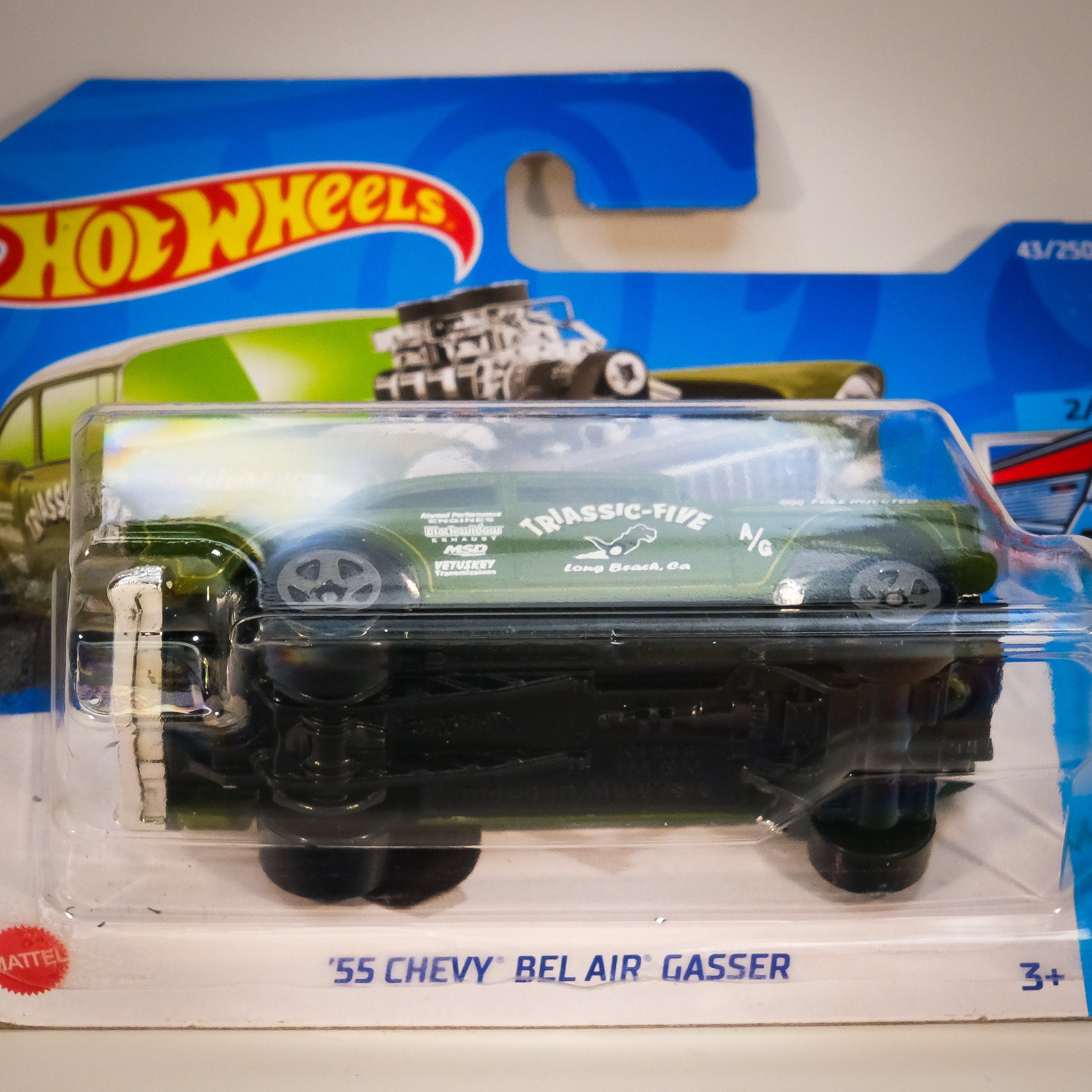 Hot Wheels '55 Chevy Bel Air Gaz Vert #43/250 - édition 2022 S13 - Miniature 1:64 Neuve