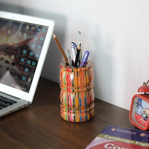 Colored Pencils Pen Holder - Handmade Pen Stand - Colorful - Cast in Clear Resin by Henry Le Design