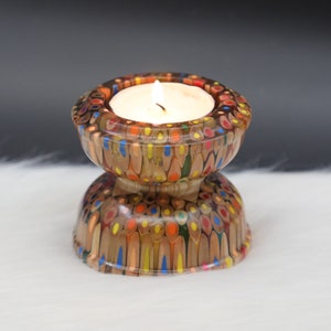 Lotus Tealight Candle Holder - Resin Color-Pencil Candle Stand - Handmade Home Decor Idea - Special Gift