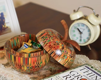 Resin Art Apple Fruit Decor & Ornament Storage Box (M) - Limited Edition Colored Pencil Box