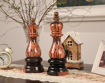 Giant Colored Pencil Chess King and Queen Set, Ashwood & Padauk Wood