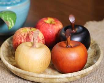 Handmade Wooden Apple Fruits - 4 Colors - Beautiful Fragrant Wood Apple Decor - 4.33" * 2.95" - by Henry Le Design