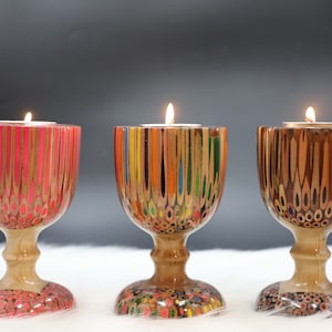 Emperor Tealight Candle Holder - Resin Color-Pencil Candle Stand - Glass Shape by Henry Le Design