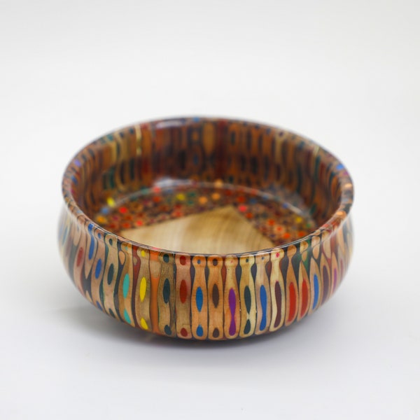 Color Pencil Specious Bowl - Wooden Core - Handmade Bowl - Cast in Clear Resin - Multi Color - Circle Colorful Bowl by Henry Le Design