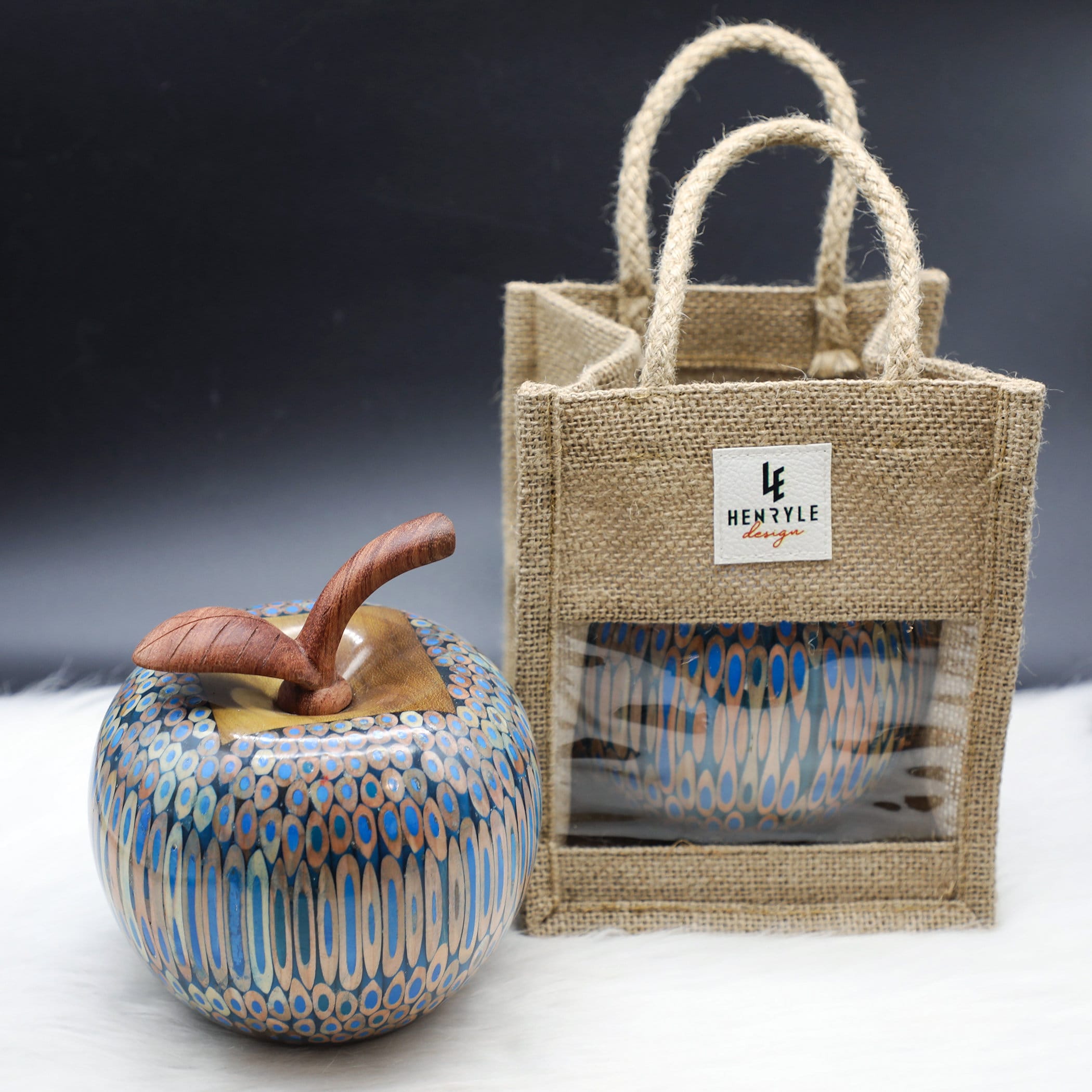 Large-size Colored Pencil Apple Decor - Resin Apple Fruit Gift