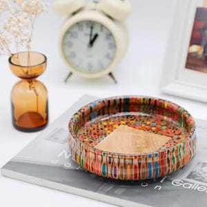 Color Pencil Specious Bowl - Wooden Core - Handmade Bowl - Cast in Clear Resin - Multi Color - Circle Colorful Bowl by Henry Le Design