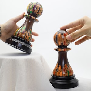 Giant Deluxe Chess Piece - The Pawn Blended of Wood, Resin and Colored Pencils for Decoration, Unique Gift for any Celebrations