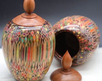 Handmade Coloful Pencil Resin Jar: Heirloom Keepsake Box - Unique Decoration Gift
