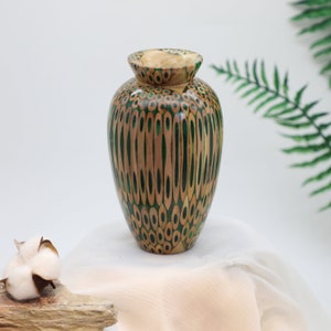 Handmade Colored Pencil Dry Flower Vase, Single Color Edition - Resin & Wood Core - Best Art Decor Vase for Dry Flower - Prosperity Drawing