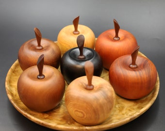 Handmade Wooden Apple Fruits - 4 Colors - Beautiful Fragrant Wood Apple Decor - 4.33&quot; * 2.95&quot; - by Henry Le Design