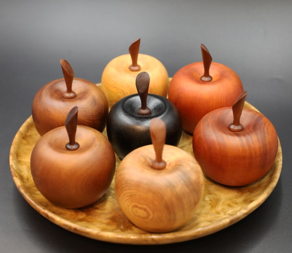 Handmade Wood Apple Decor - 4 Colors - 4.33" * 2.95"