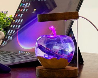 Starship Resin Apple Night Light, Handmade Wood Decor, Unique Gift