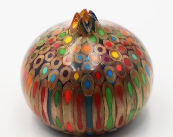 Handmade Colored Pencil Fruit - Pomegranate Fruit Decor Cast in Clear Resin - 3.1&quot;x3&quot; - by Henry Le Design