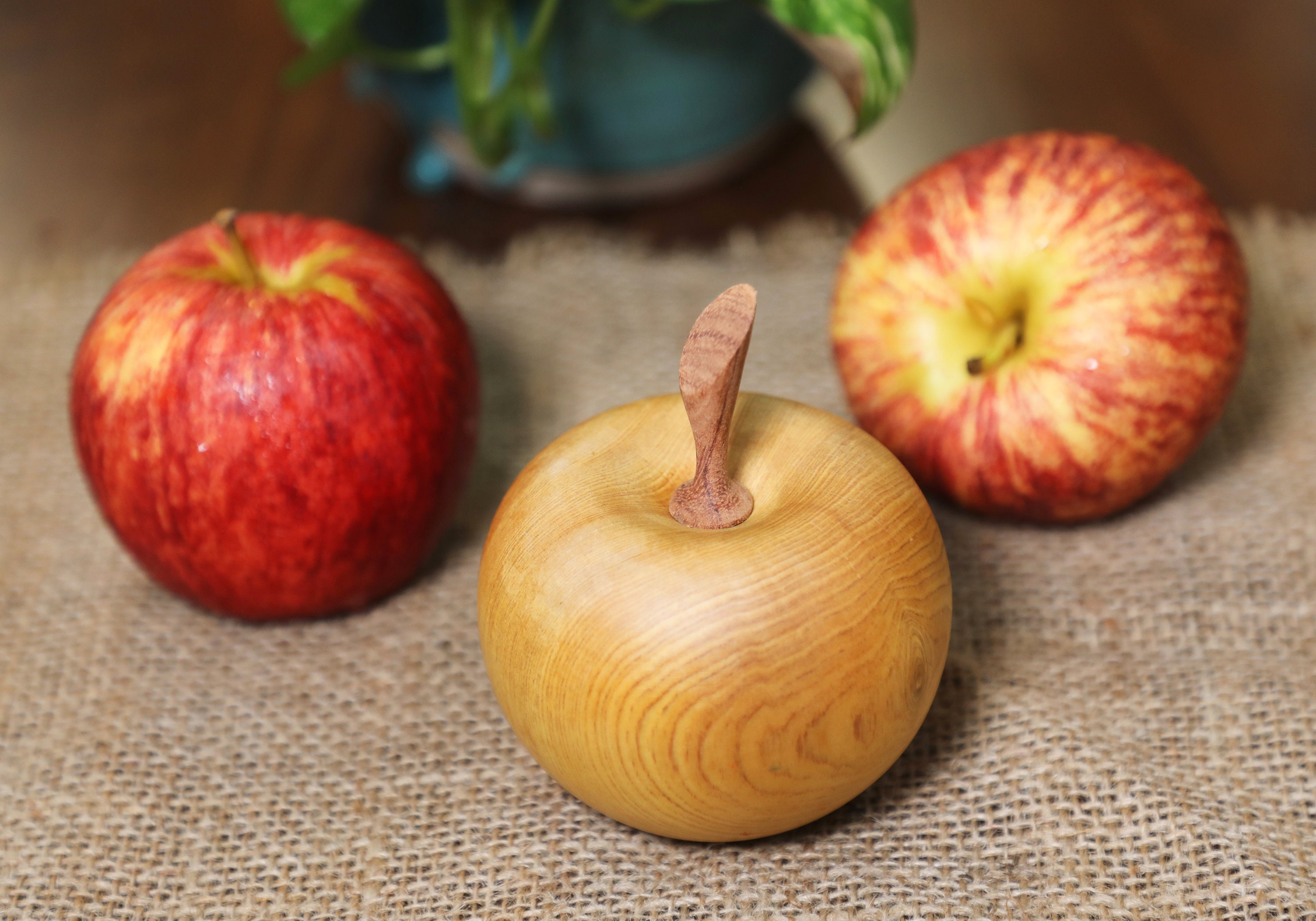 Handmade Wood Apple Decor - 4 Colors - 4.33