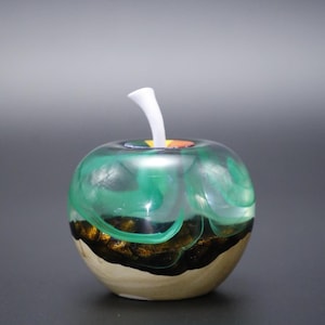 Aurora Borealis Apple Resin Wood, Northern Light Paper Weight Apple, Handmade Wood Resin, Personalized Decoration Gift