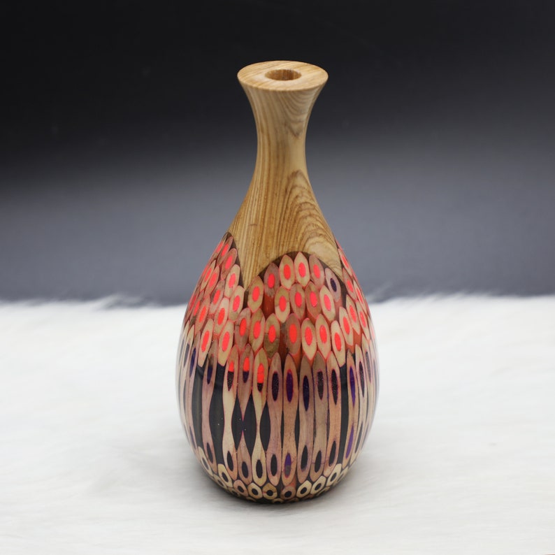 Unique Colored Pencil Vase Wooden Core Handmade Resin Vase Etsy