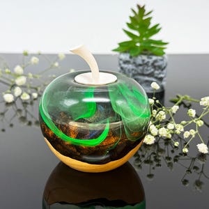 Aurora Borealis Apple Resin Wood, Northern Light Paper Weight Apple, Handmade Wood Resin, Personalized Decoration Gift