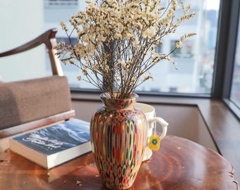 Handmade Colored Pencil Vase: Resin Wood, Prosperity Drawing Decor, Colorful Accent