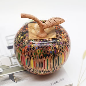 Large-Size Colored Pencil Apple Decor - Resin Apple Fruit Gift - 5.9&#39;&#39; * 4.5&#39;&#39; (L)
