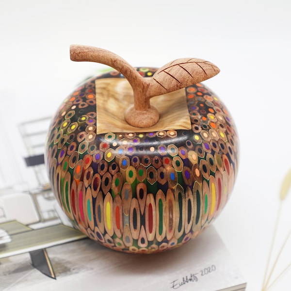 Large-Size Colored Pencil Apple Decor - Resin Apple Fruit Gift - 5.9'' * 4.5'' (L)