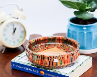 Color Pencil Bowl: Handmade Decorative Wooden Bowl by Henry Le Design, Personalized Engraving