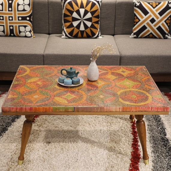 Rechteckige Buntstift Couchtische - Einzigartige handgefertigte Tischplatte aus Resin