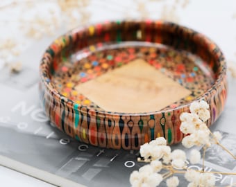 Color Pencil Bowl: Handmade Decorative Wooden Bowl by Henry Le Design, Personalized Engraving