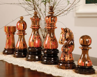 Set 6 Giant Chess Pieces: King, Queen, Bishop, Knight, Rook, Pawn, Decorative Large Chess