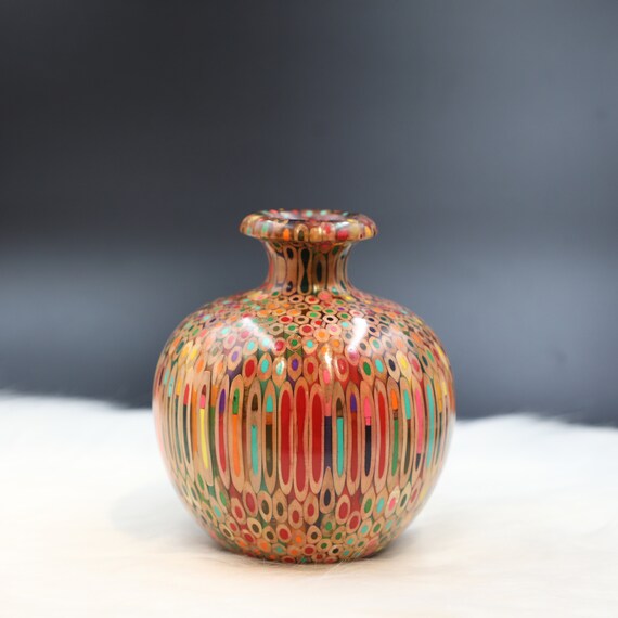 Handmade Colored Pencil Vase Cast in Clear Resin for Dry Etsy