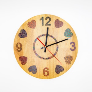 Color Pencil Wall Clock: Heartbeat Design, Resin Cast (9.8&quot;)