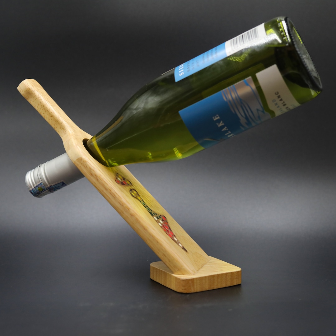 色鉛筆で描いたワインボトルホルダー：木製自立式ワインラック - Etsy 日本