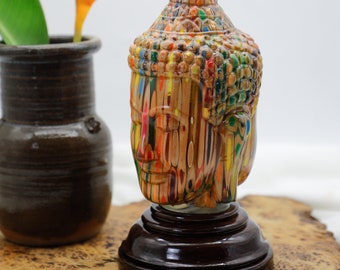 Resin Art 2-Face Buddha's Statue Made of Colored Pencil - Henry Le Design