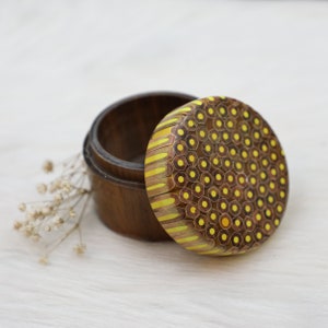 S-Size Jewelry Box Handmade Round Storage Box With Color Pencil Lid Natural Wood Craft Ring, Earring and Necklace Boxes image 4