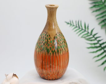 Unique Colored Pencil Vase - Wooden Core - Handmade Resin Vase for Dry Flower - Pipa - Best Gift for Her & Him