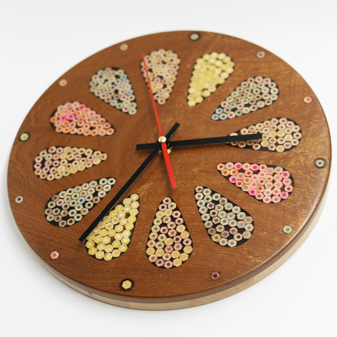 Color Pencils Wall Clock Home Accents Wooden Clock Hand Etsy