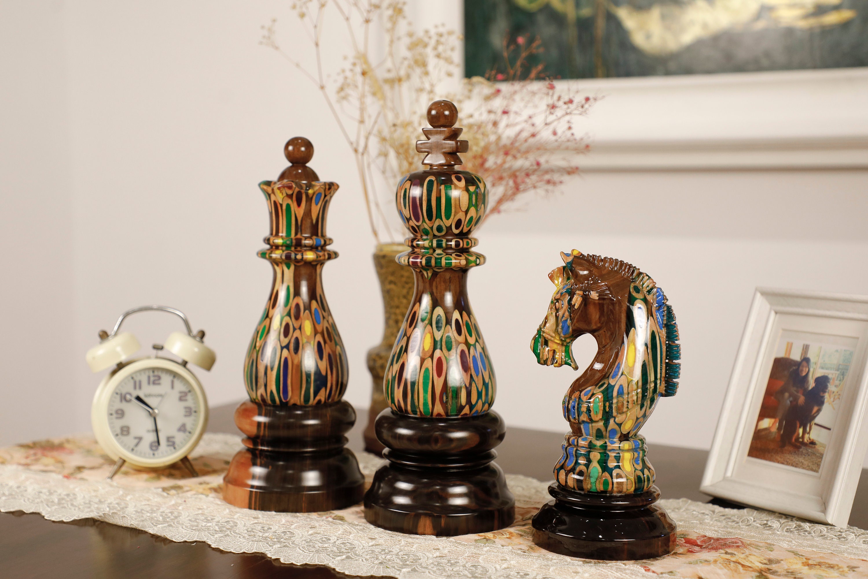 Jeu D'échecs Lardy XXL Taille 8 - Deux Reines, Roi 10,7 Cm - Bois (Occasion)