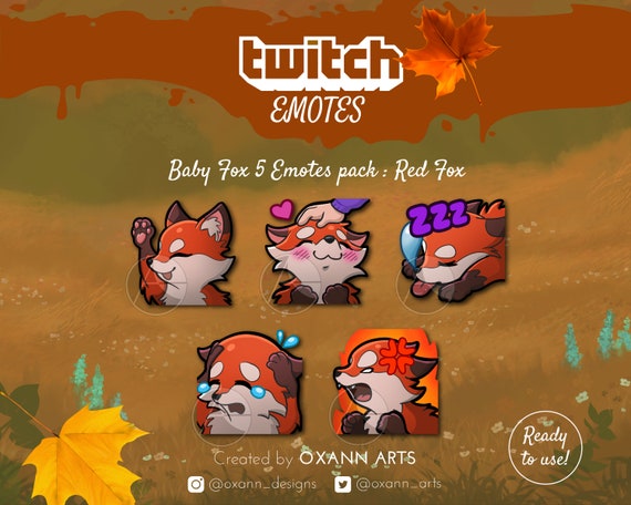 5x Red Fox Emotes Pack Pour Twitch Mignon Bebe Fox Kawaii Etsy