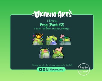 5x FROG Emotes (Pack 2) for Twitch - Cute little Froggy - Kawaii