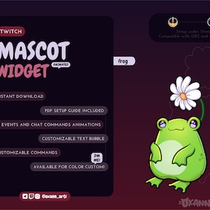 FROG Mascot / Stream Pet for Twitch | Cute animated customizable widget | Streamelements widget for OBS/Streamlabs