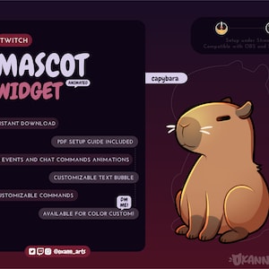 CAPYBARA Maskottchen / Stream Pet für Twitch | Animiertes anpassbares Widget | Streamelement-Widget für OBS/Streamlabs