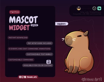 Animated Capybara Stream Mascot: Chibi Twitch Pet, Customizable Streamelements Widget (Instant Download)